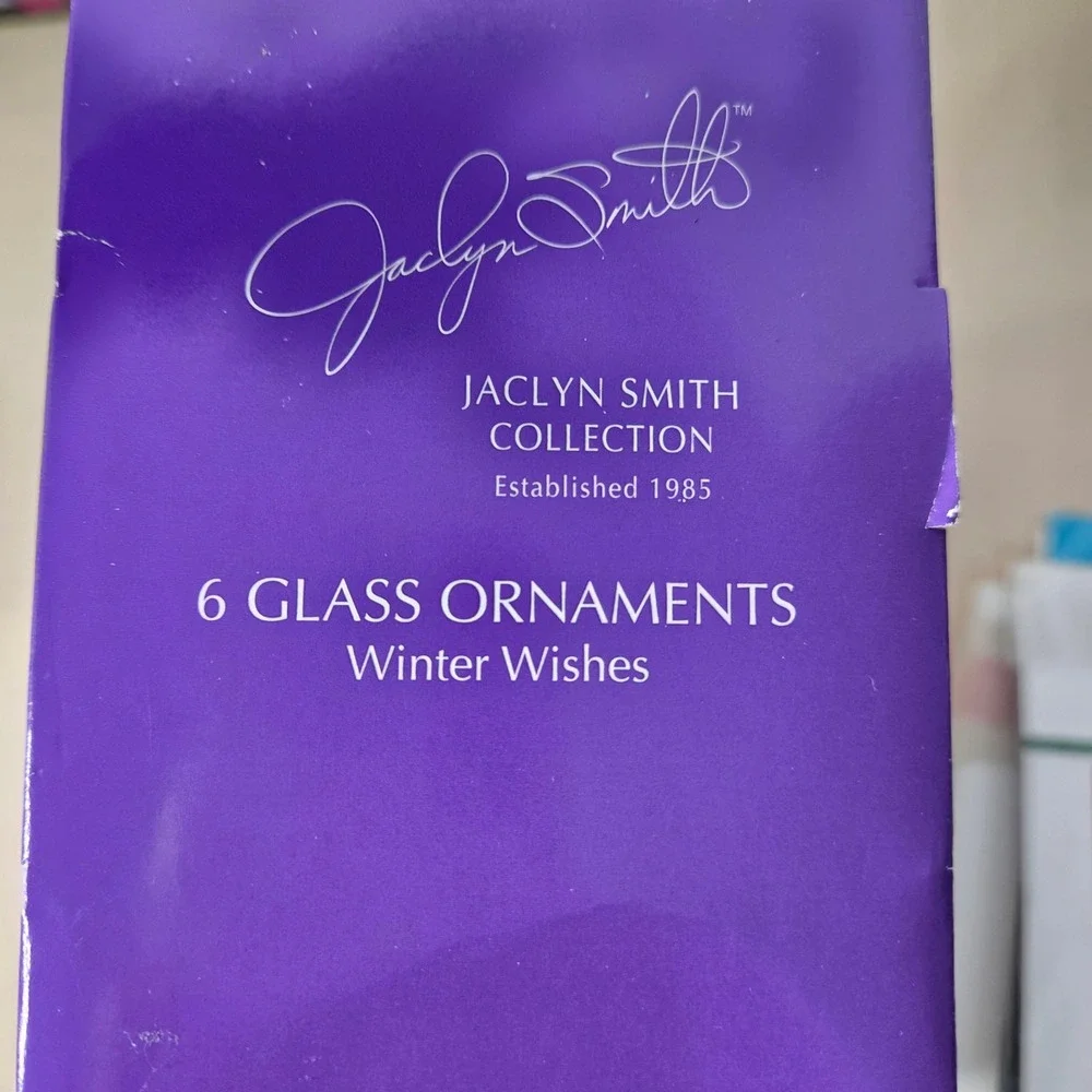 Jaclyn Smith Winter Wishes Glass Ornaments Set of 4‎ Iridescent White